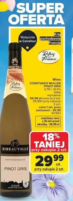 Carrefour Wino CONSTANCE MULLER PINOT GRIS oferta