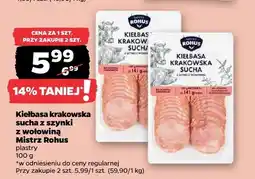 Netto Kiełbasa krakowska sucha z szynki z wołowiną Mistrz Rohus plastry oferta