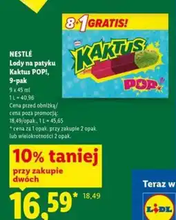 Lidl Lody na patyku Nestlé Kaktus POP! 9-pak oferta