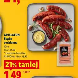 Lidl Kiełbasa śląska codzienna GRILL&FUN oferta