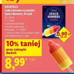 Lidl Lody owocowe na patyku Space Runners GELATELLI 10-pak oferta
