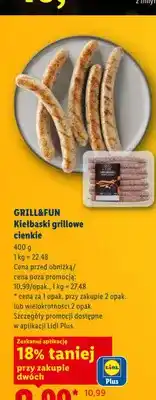 Lidl Kiełbaski grillowe cienkie Grill&Fun oferta
