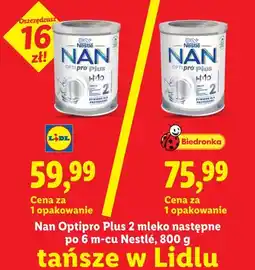 Lidl Mleko następne po 6m-cu Nan Optipro Plus 2 Nestlé oferta