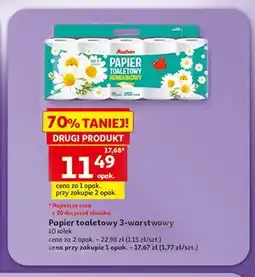Auchan Papier toaletowy Auchan rumiankowy 3-warstwowy 10-pak oferta