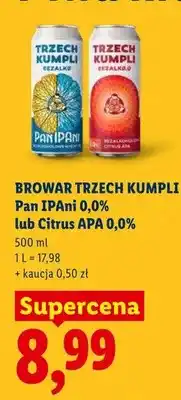 Lidl Piwo bezalkoholowe Trzech Kumpli Pan IPAni 0,0% oferta