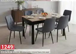 Merkury Market Komplet Łukasz stół 80x75x140-180cm kolor dąb wotan/czarny + 6 krzeseł Naomi kolor popiel oferta
