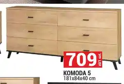 Merkury Market Komoda 5 System John dąb lefkas/czarny 181x84x40cm oferta