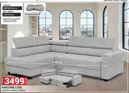 Merkury Market Narożnik Livio wymiary 249/90/184cm pow. spania 124/194cm pojemnik na pościel sprężyna falista oferta