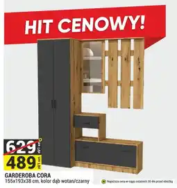 Merkury Market Garderoba Cora 155x193x38cm kolor dąb wotan/czarny oferta