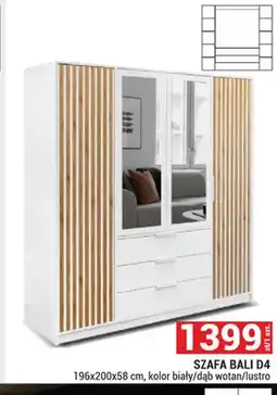 Merkury Market Szafa Bali D4 196x200x58cm kolor biały/dąb wotan/lustro oferta