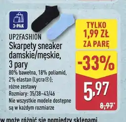 ALDI Skarpety sneaker damskie/męskie UP2FASHION 3-pak oferta