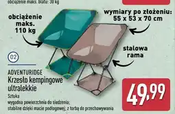 ALDI Krzesło kempingowe ultralekkie ADVENTURIDGE oferta