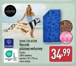 ALDI Ręcznik plażowy welurowy HOME CREATION 90x170cm oferta