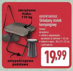 ALDI Składany stołek kempingowy o regulowanej wysokości ADVENTURIDGE oferta