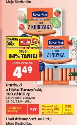 Biedronka Parówki z kurczaka Tarczyński oferta