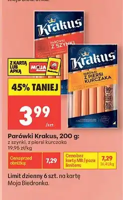 Biedronka Parówki z piersi kurczaka Krakus oferta