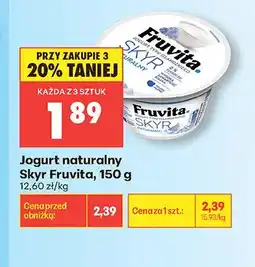 Biedronka Jogurt naturalny Skyr Fruvita oferta
