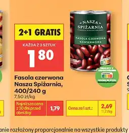 Biedronka Fasola czerwona konserwowa Nasza Spiżarnia 400/240g oferta