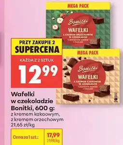 Biedronka Wafelki w czekoladzie Bonitki z kremem orzechowym oferta