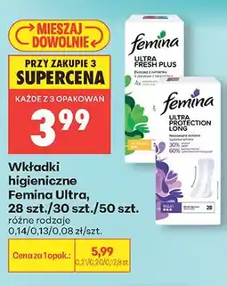 Biedronka Wkładki higieniczne Femina Ultra Fresh Plus oferta