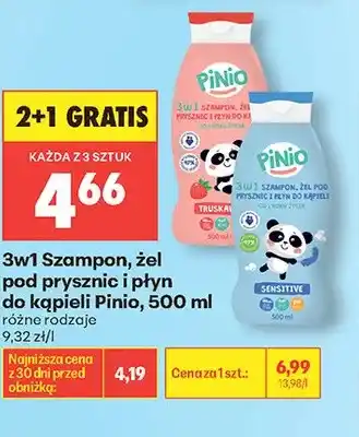 Biedronka 3w1 Szampon, żel pod prysznic i płyn do kąpieli Pinio Sensitive oferta