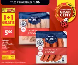 Biedronka Kiełbaski z szynki Kraina Wędlin oferta
