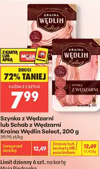 Biedronka Szynka z Wędzarni lub Schab z Wędzarni Kraina Wędlin Select oferta