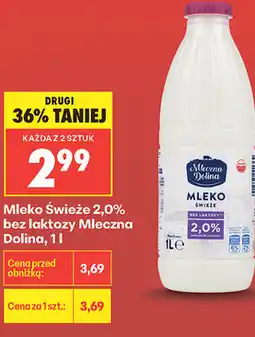 Biedronka Mleko Świeże 2,0% bez laktozy Mleczna Dolina oferta