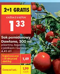 Biedronka Sok pomidorowy Dawtona oferta