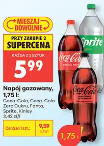 Biedronka Napój gazowany, 1,75 l Coca-Cola, Fanta, Sprite, Kinley oferta