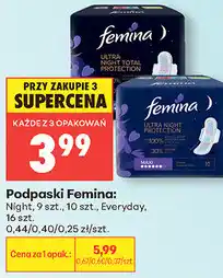 Biedronka Podpaski Femina: Night, 9 szt., 10 szt., Everyday, 16 szt oferta