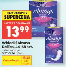 Biedronka Wkładki Always Dailies, 44-58 szt oferta