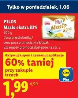 Lidl PILOS Masło ekstra 83% oferta