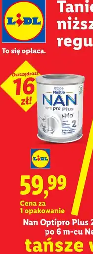 Lidl Nestlé NAN Optipro Plus 2 mleko następne po 6 m-cu oferta