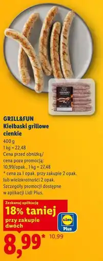 Lidl GRILL&FUN Kiełbaski grillowe cienkie oferta