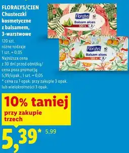 Lidl FLORALYS/CIEN Chusteczki kosmetyczne z balsamem, 3-warstwowe oferta