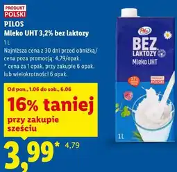 Lidl PILOS Mleko UHT 3,2% bez laktozy oferta