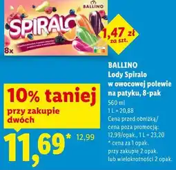 Lidl BALLINO Lody Spiralo w owocowej polewie na patyku, 8-pak oferta