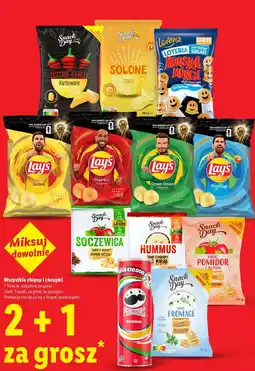 Lidl Wszystkie chipsy i chrupki (m.in. Snack Day, Lorenz Monster Munch, Lay's, Pringles) oferta