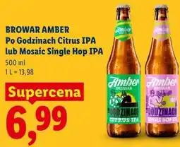 Lidl Browar Amber Po Godzinach Citrus IPA lub Mosaic Single Hop IPA oferta