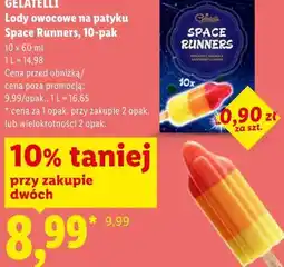 Lidl GELATELLI Lody owocowe na patyku Space Runners, 10-pak oferta