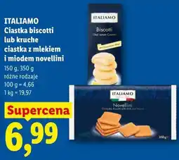 Lidl ITALIAMO Ciastka biscotti lub kruche ciastka z mlekiem i miodem novellini oferta