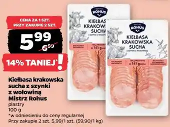Netto Kiełbasa krakowska sucha z szynki z wołowiną Mistrz Rohus oferta