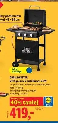 Lidl Grill gazowy 3-palnikowy GRILLMEISTER 9kW oferta