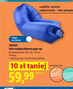 Lidl Sofa nadmuchiwana pop-up CRIVIT 180x90x85cm oferta