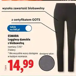 Lidl Legginsy damskie z biobawełną ESMARA z certyfikatem GOTS oferta