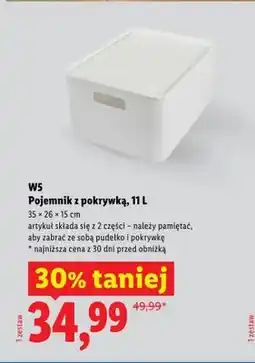 Lidl Pojemnik z pokrywką W5 11l 35x26x15cm oferta