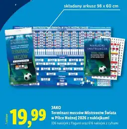 Lidl JAKO Terminarz meczów Mistrzostw Świata w Piłce Nożnej 2026 z naklejkami oferta