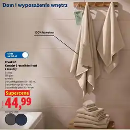Lidl LIVARNO Komplet 6 ręczników frotte z bawełny oferta