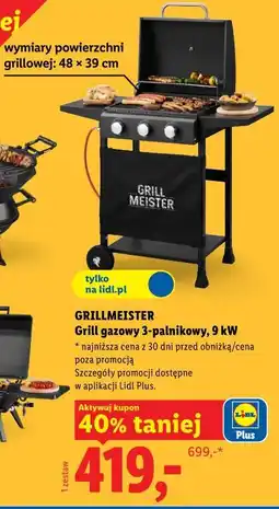 Lidl GRILLMEISTER Grill gazowy 3-palnikowy, 9 kW oferta